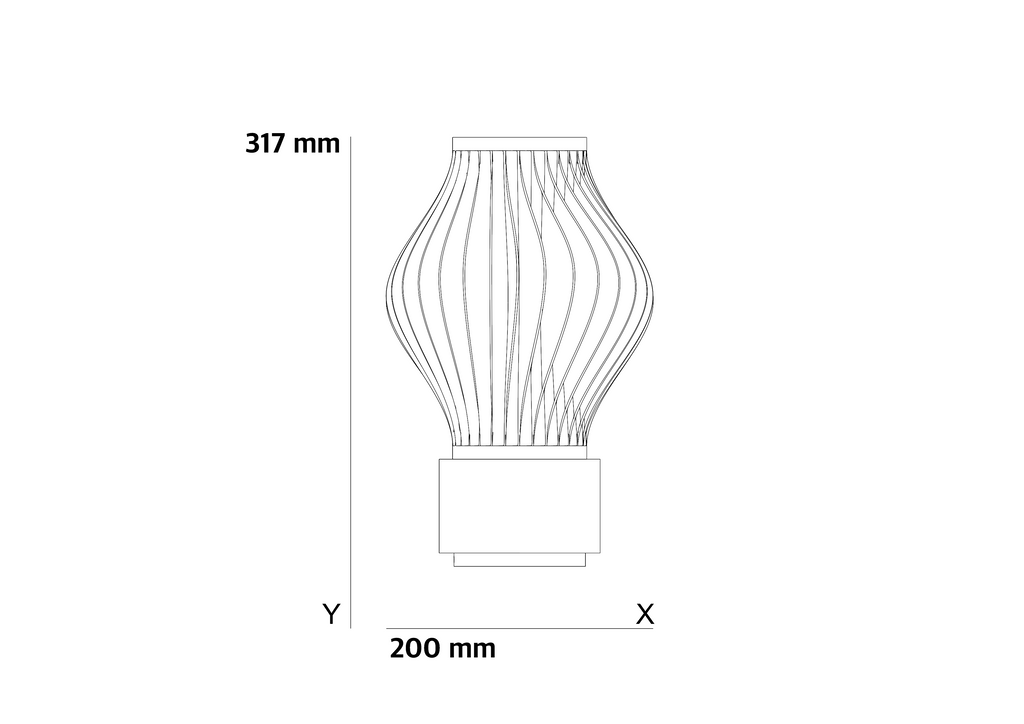 CRETE 01 ölçüler: 317 mm yükseklik, 200 mm çap