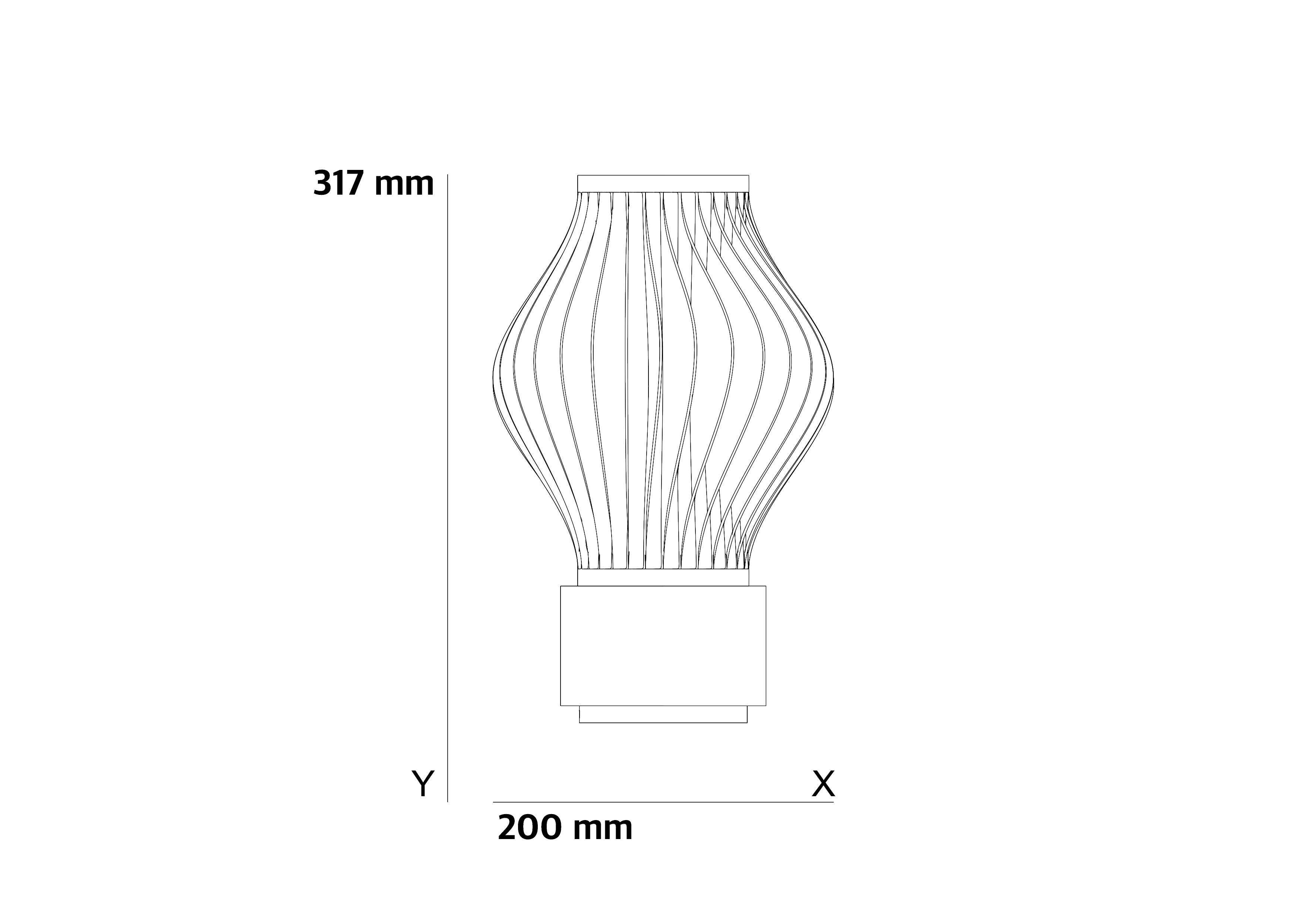 CRETE 01 ölçüler: 317 mm yükseklik, 200 mm çap